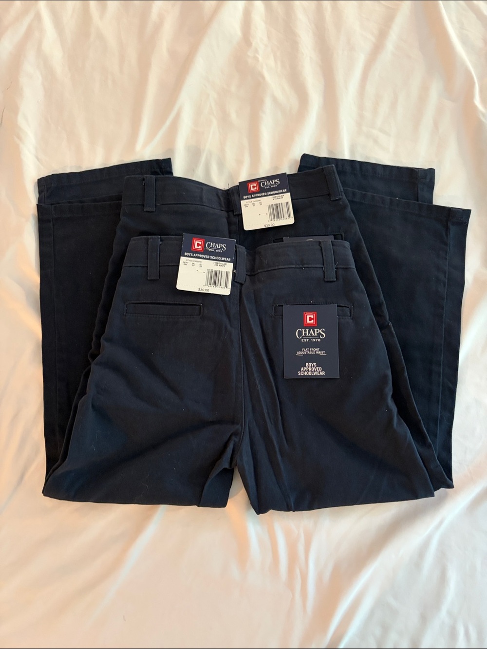 Boys uniform Navy Blue Chino Pants - 2 Pack